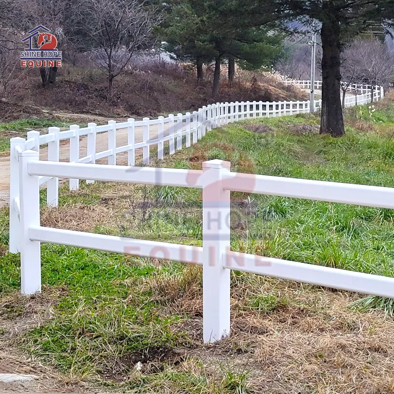 Fábrica de alta calidad directamente PVC 3 rieles Granja y valla para caballos