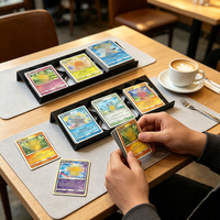 Plateau Organisateur de Cartes en Acrylique à 3 Emplacements Inclinés pour Bureau de Jeu, Présentoir pour Joueurs de TCG, Organisation de Decks de Table