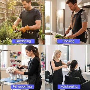 Grembiule Diviso Personalizzabile con Logo e Cinturino Regolabile, Grembiule per Cosmetologia, Camice da Parrucchiere, Taglie Forti, <span class=keywords><strong>Grembiuli</strong></span> Neri per Salone di Bellezza - Product Image 6