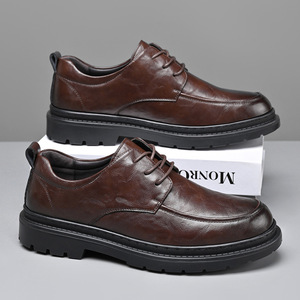 รองเท้าหนังผู้ชายแบบลำลองสำหรับธุรกิจ รองเท้าแบบผูกเชือกสีดำ พื้นนุ่ม รองเท้าทำงาน รองเท้าทางการ สำหรับวัยรุ่นอายุ 18-40 ปี - Product Image 2