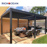 Pergola électrique en aluminium RICHOCEAN pour maison, auvent réglable imperméable à l'eau pour l'extérieur
