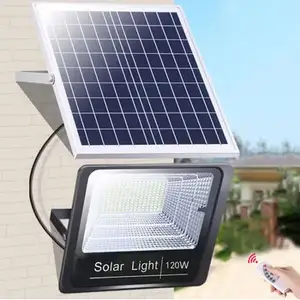 Lampu Sorot taman jalanan tenaga surya, lampu sorot LED 100W luar ruangan tahan air dengan Remote Control