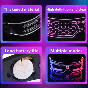 <span class=keywords><strong>Occhiali</strong></span> Cyberpunk Unisex Luminosi Colorati a Batteria Lampeggianti alla Moda <span class=keywords><strong>Occhiali</strong></span> Luminosi in Acrilico Novità per Feste - Product Image 2