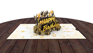 Carte de vœux 3D pop-up joyeux anniversaire, carte de vœux de luxe pour cadeau, vente en gros, personnalisable, meilleur prix - Product Image 2