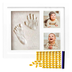 Kit d'empreintes de mains et de pieds pour enfants, <span class=keywords><strong>cadre</strong></span> rectangulaire DIY blanc pour nouveau-né, encre propre pour empreintes de mains et de pieds, <span class=keywords><strong>cadre</strong></span> <span class=keywords><strong>photo</strong></span> pour empreintes de doigts de <span class=keywords><strong>bébé</strong></span> - Product Image 6