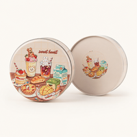 Boîte d'emballage alimentaire OEM en fer blanc pour gâteaux, boîte métallique ronde hermétique dorée avec fenêtre de présentation pour fournitures de boulangerie