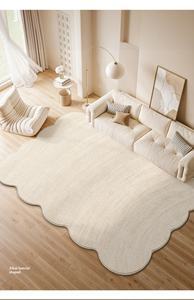 Tapis de salon crème couleur unie 2025 Nouveau modèle sans lavage, imperméable, anti-salissure, tapis de sol irrégulier de forme spéciale - Product Image 3