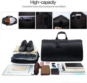 Bolsa de Gimnasio Plegable Grande Unisex de Cuero Genuino con Cierre Transparente, Impermeable, de Gran Capacidad, para Viajes Cortos - Product Image 5