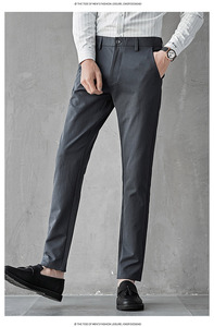 Venta caliente Pantalones sin hierro para hombres Pantalones casuales de negocios de pierna recta Pantalones de nueve puntos Pantalones negros - Product Image 5