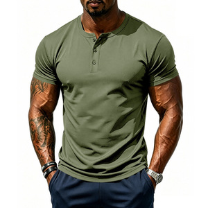 T-shirt Henley da uomo estiva casual, traspirante e ad asciugatura rapida, in tessuto traforato, a basso costo e ad alto volume per il commercio estero - Product Image 2
