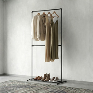 Perchero Industrial de Tubos, Perchero de Tubos Negro Vintage Independiente, Organizador para Colgar Ropa, Exhibición para Minoristas - Product Image 1