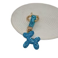 Porte-clés vintage en métal étanche avec strass, motif chiot de dessin animé, pour voiture, sac à main, ou comme breloque, idéal comme cadeau d'anniversaire