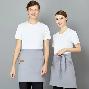 Paare Küche Taille Schürze mit Taschen zum Kochen Kostüm Coffee Shop Restaurant Kellner Baumwolle Leinwand Schürze