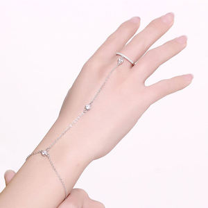 Pulsera de plata de ley 925, brazalete esclavo, anillo, cadena de mano, joyería - Product Image 2