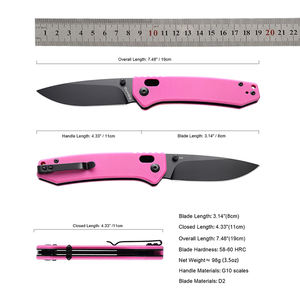 سكين EMHTiii قابل للطي للصيد والتخييم في الهواء الطلق، موديل G10 D2 لعام 2025 بمقبض ملون، مناسب للرجال والنساء - Product Image 2