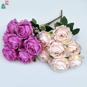Bouquet de roses en soie, 7 têtes, fleurs artificielles faites à la main, style naturel, pour mariage, décoration de la maison - Product Image 3