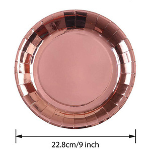 ชุดจานชามกระดาษสีโรสโกลด์แบบใช้แล้วทิ้ง ยี่ห้อ DAMAI พร้อมแก้ว กระดาษเช็ดปาก อุปกรณ์จัดงานเลี้ยง จานสำหรับงานเลี้ยง ขายส่งอุปกรณ์จัดงานเลี้ยง - Product Image 2