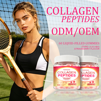 Gummies de collagène en marque blanche 3000mg, sans sucre, fourrées à la fraise, 60 unités, complément alimentaire