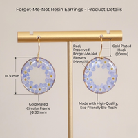 Anting Bunga Asli Buatan Tangan Resin Forget Me Not Model Bulat Anting Gantung Hipoalergenik Pengait Baja Tahan Karat Perhiasan