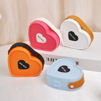 Boîte de rangement cosmétique en plastique à double pont pour fille rose avec coeur maquillage miroir affichage boîte de collier