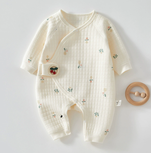 Vêtements pour bébés nouveau-nés, automne-hiver, combinaison chaude en coton 100% classe A, barboteuse sans coutures à bretelles pour nouveau-nés de 0 à 3 mois - Product Image 3