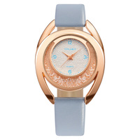 Montre à quartz tendance pour femme avec bracelet en cuir et strass créatifs effet sable mouvant, best-seller