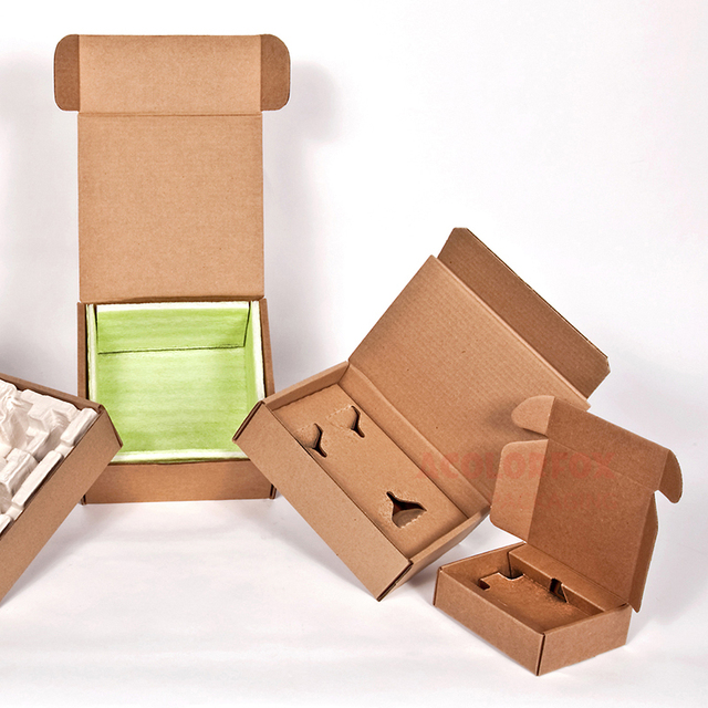 Eco Friendly Recycled Kraft Mailer Box for Wine Glasses Shipping with Embossing Ready Customizable Drinkware Packaging