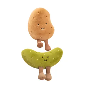 Lifelike Stuffed Cucumber Plush Toys Amusing Pickle Soft Dolls Realistic Potato Keychain Toys Cartoon Plush Potato Key Ring Toy