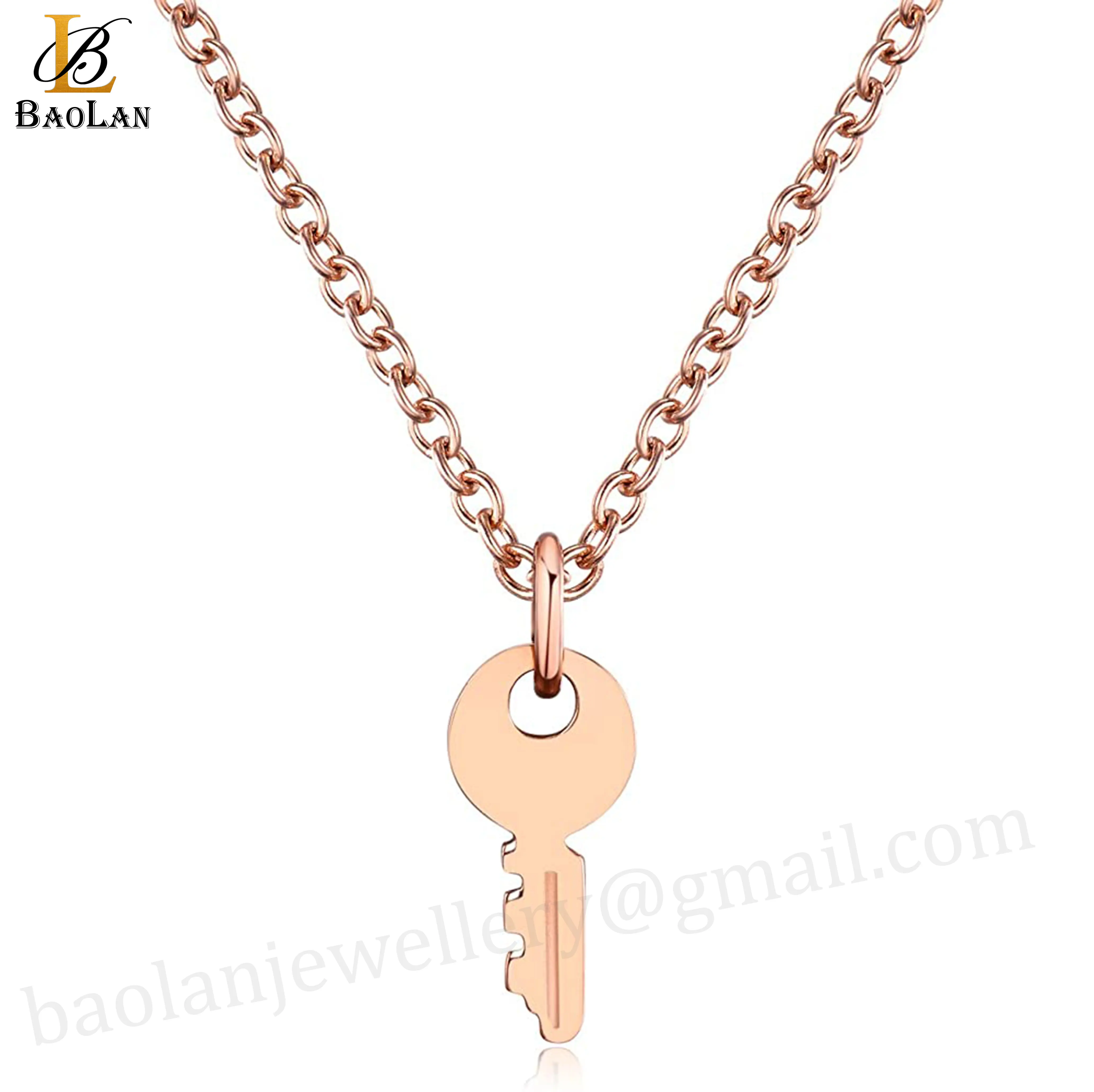 High Quality Small Key Pendant Necklace Unique Personality Jewelry Gift - Stainless Steel BAOLAN JEWELRY