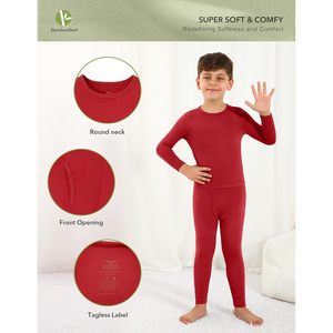 Ensemble de sous-vêtements thermiques BambooBud, haut et bas à manches longues pour garçons, couche de base en coton et fibre de bambou, XXS-XL - Product Image 2