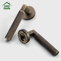 Poignée de porte intérieure avec serrure, en laiton brut, poignée de porte à levier moleté, poignées de porte de luxe modernes, ensemble complet