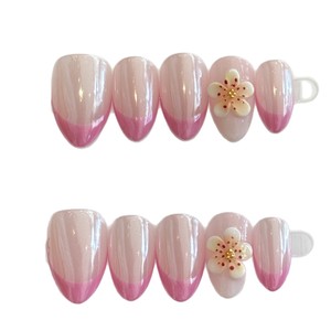 Uñas Postizas Hechas a Mano <span class=keywords><strong>con</strong></span> Diseño de <span class=keywords><strong>Flores</strong></span> Secas, Efecto Ojo de Gato, <span class=keywords><strong>Flores</strong></span> 3D, <span class=keywords><strong>Manicura</strong></span> <span class=keywords><strong>Francesa</strong></span>, 10 Piezas - Product Image 4