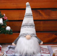 Nouvelle Décoration de Noël Transfrontalière : Poupée Sans Visage Rudolph Lumineuse en Peluche avec Chapeau Rayé pour Vitrine et Fête