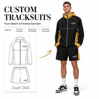 Ensemble short et veste à capuche pour homme grande taille, 140 GSM, 100 % nylon, color block, fermeture éclair intégrale, léger, survêtement d'été – Fournisseur