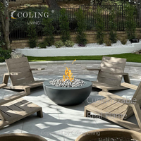 Coling Living G092 Cheminée de terrasse moderne et luxueuse au propane 65K BTUs, grande foyer à gaz en béton véritable avec bol d'eau