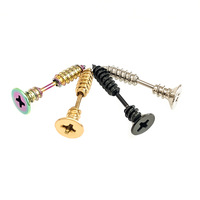 Boucles d'oreilles unisexes tendance punk hip-hop en acier inoxydable plaqué or 18 carats avec breloques géométriques, bijoux de mode, cadeau, vente en gros