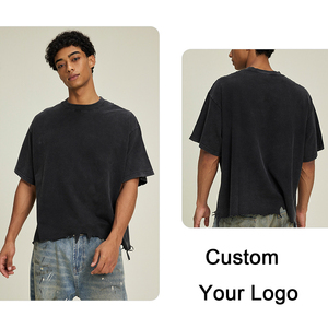 T-Shirt Oversize da Uomo in Puro Cotone 240G con Logo Personalizzato, Stile Vintage e Effetto Invecchiato, Moda Streetwear di Alta Qualità - Product Image 2