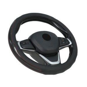 Housse de <span class=keywords><strong>volant</strong></span> de voiture en cuir véritable avec logo personnalisé OEM ODM et anneau intérieur en caoutchouc blanc pour commande en gros - Product Image 2