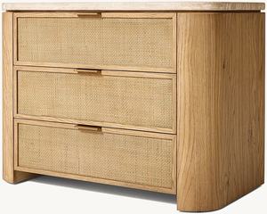 Comodino <span class=keywords><strong>MYHOME</strong></span> in Legno di Quercia Massello Francese con 3 Cassetti e Piano in Travertino, Arredamento di Alta Qualità per Camera da Letto - Product Image 3