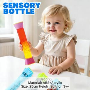 EDUsense 6 Bottiglie Sensoriali in ABS per Bambini Autistici - Giocattoli per Terapia Occupazionale e Sollievo dall'Ansia, Angolo Visivo Liquido Calmante - Product Image 1