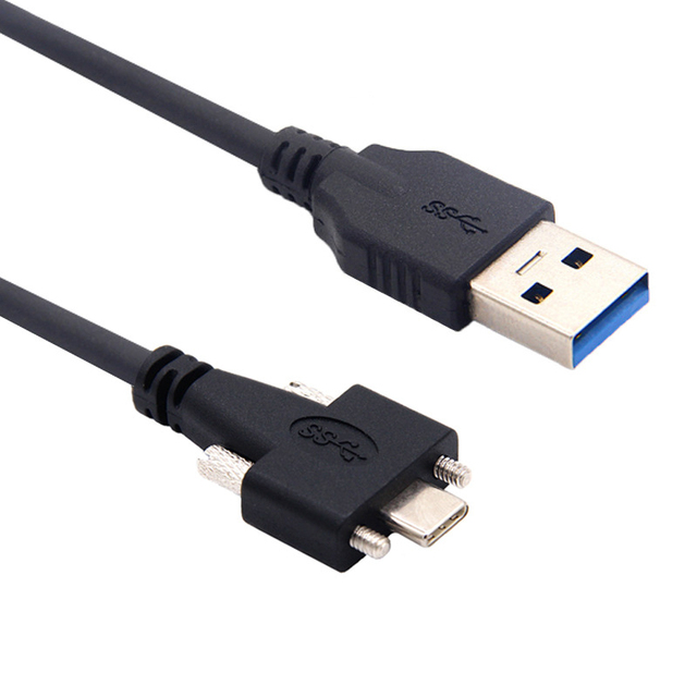 Industrial Panel Mount USB Type C Cable Dual Screw Locking Copper Core PVC Insulation for Electronic Home Appliance Machines
