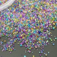 Perles de verre 3D fantaisie Ab, petites, transparentes, colorées, écologiques, micro-perles de caviar pour nail art, à coller à chaud