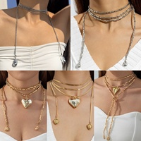 Collier long transfrontalier euro-américain, style minimaliste et polyvalent, avec pendentif en chaîne de bambou en fer orné de diamants, style Ins