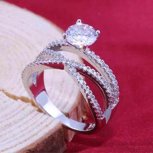Double Layer Winding Zircon Inlaid Women Ring Elegant Engagement Daily Hand Jewelry - Product Image 1