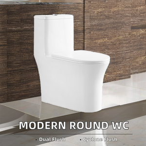 Modern <strong>Round</strong> Design One Piece WC Toilet Dual-Flush Ceramic Water <strong>Closet</strong> with S-Trap Drainage Pattern - Product Image 1