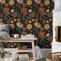 Papier peint amovible à coller soi-même, style bohème rétro, fleurs botaniques, 173''x80