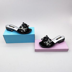 Sandalias Xuanhui de Verano, Color Morado Metálico, con Decoración de Perlas y Cristales, Tacón <span class=keywords><strong>Bajo</strong></span> de 3 cm, Elegantes y Sensuales - Product Image 3