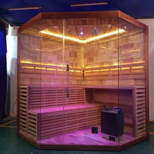 Sauna de Vapor Húmedo Moderna, de Madera Sólida, con Calefacción Eléctrica, Panel de Control Computarizado, para el Hogar, con Cables de 220-240V - Product Image 6