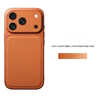 Étui de téléphone antichoc en cuir texturé de luxe avec grande fenêtre de visualisation de l'appareil photo, coque fine antichute pour iPhone 17 Pro Max