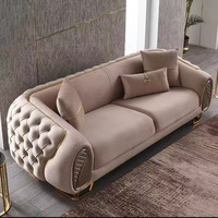 Canapé de salon en velours en forme de U, haut de gamme et luxueux ; design minimaliste de style italien ; canapé en acier inoxydable massif